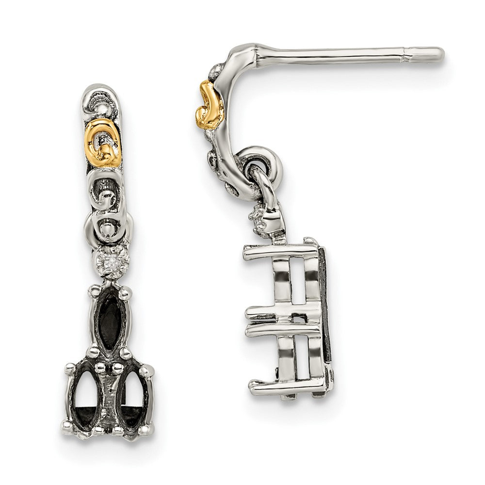 Sterling Silver u0026 14k Three-stone and Diamond Mother's Earring