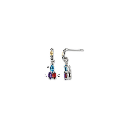 Sterling Silver u0026 14k Three-stone and Diamond Mother's Earring