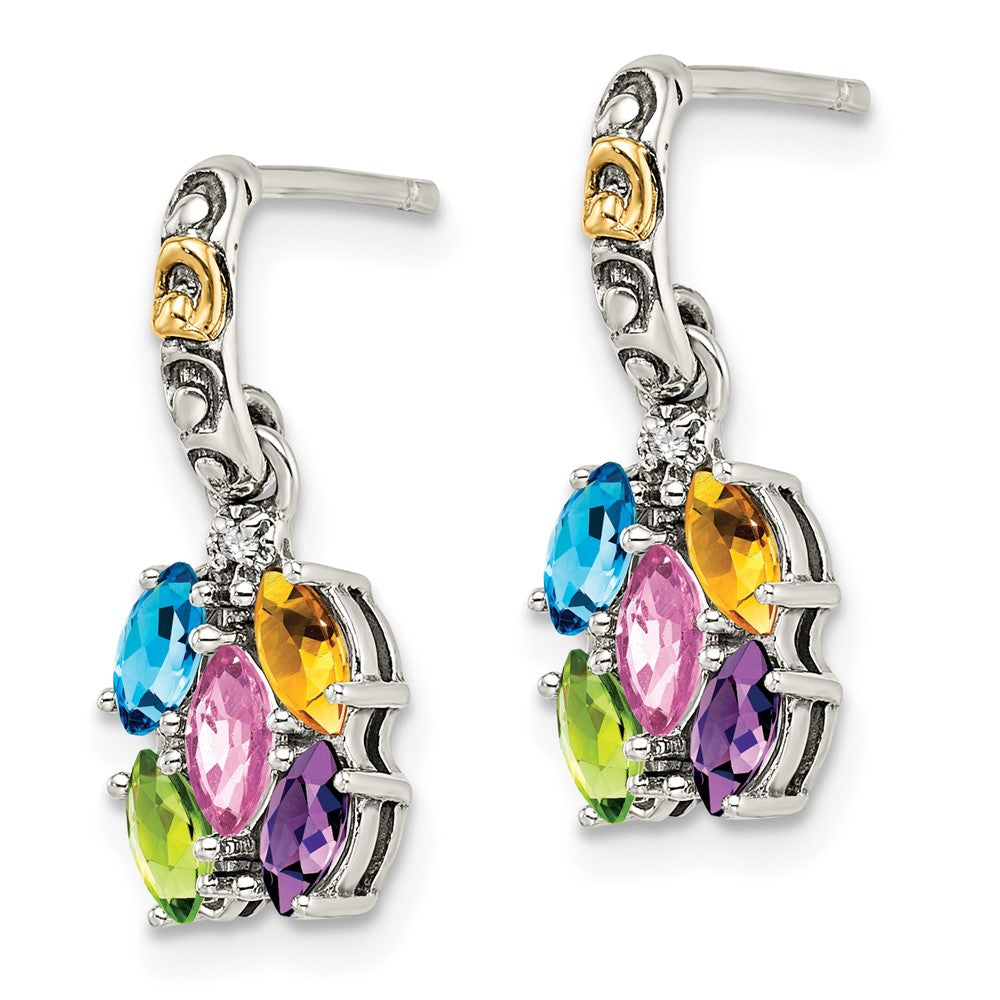 Sterling Silver u0026 14k Five-stone and Diamond Mother's Earring