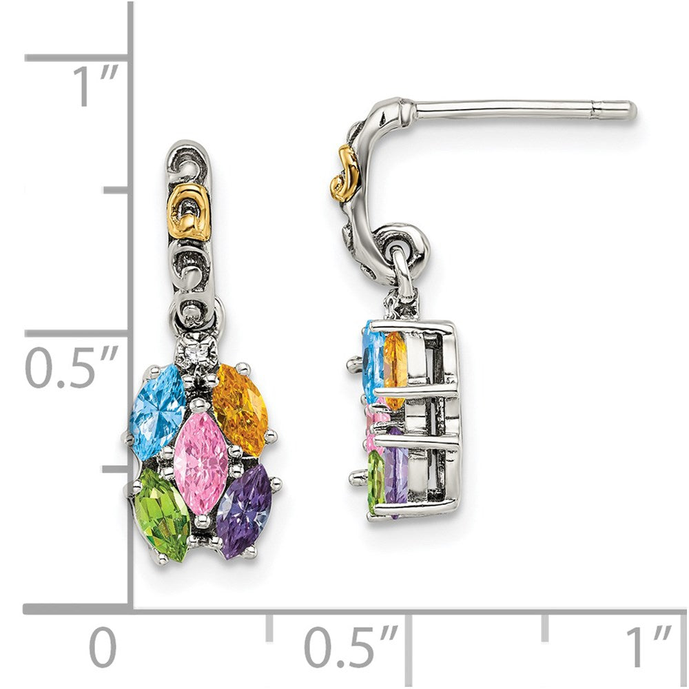 Sterling Silver u0026 14k Five-stone and Diamond Mother's Earring