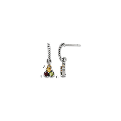 Sterling Silver u0026 14k Three-stone and Diamond Mother's Earring