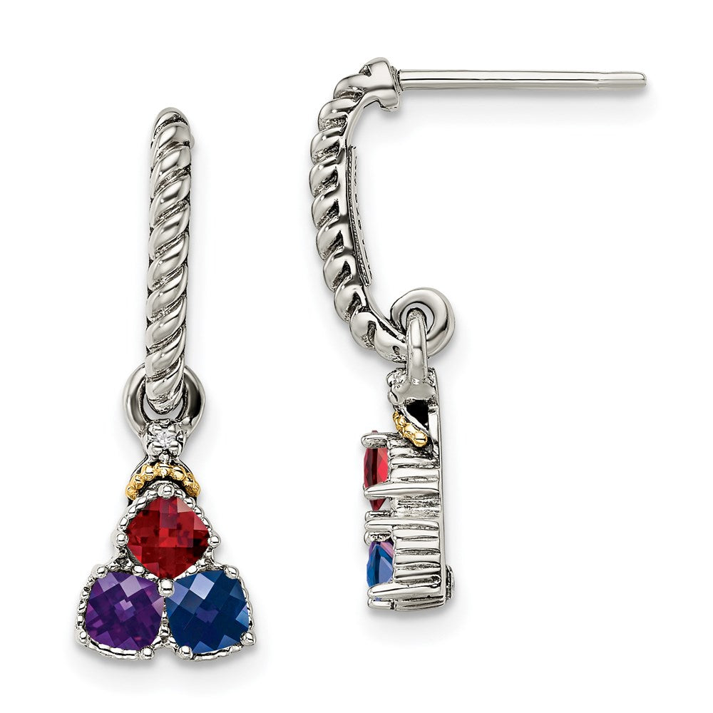 Sterling Silver u0026 14k Three-stone and Diamond Mother's Earring