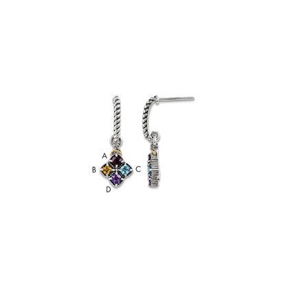 Sterling Silver u0026 14k Four-stone and Diamond Mother's Earring