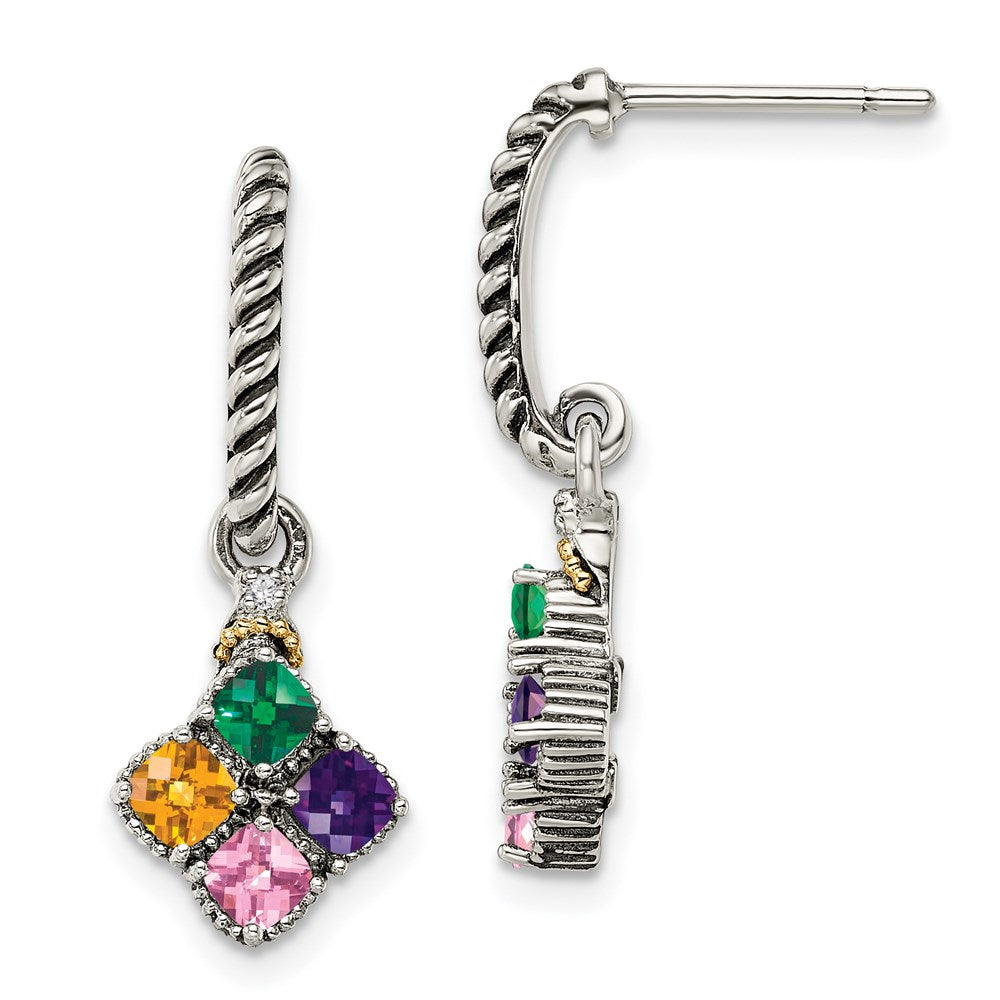 Sterling Silver u0026 14k Four-stone and Diamond Mother's Earring