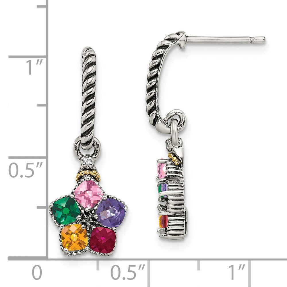 Sterling Silver u0026 14k Five-stone and Diamond Mother's Earring