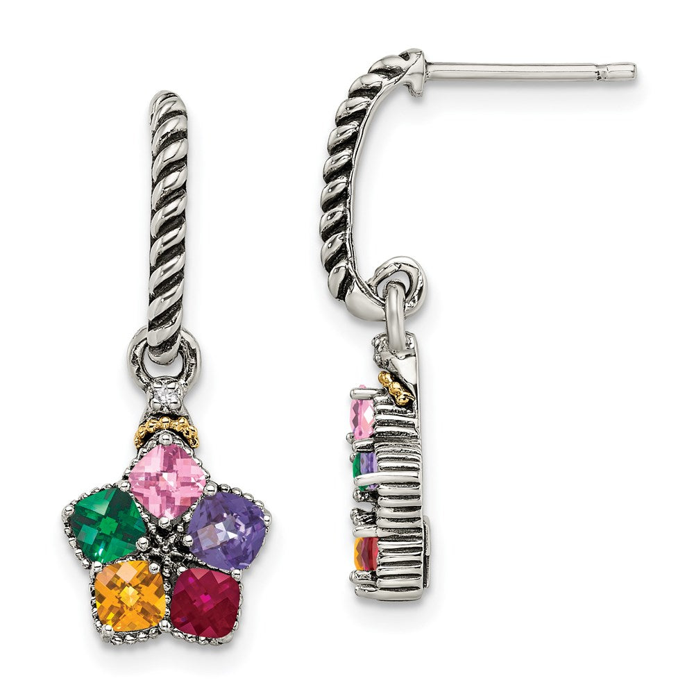 Sterling Silver u0026 14k Five-stone and Diamond Mother's Earring