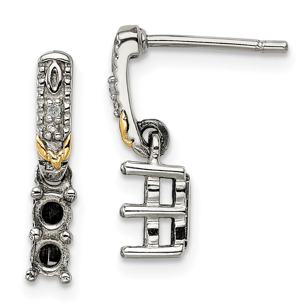 Sterling Silver u0026 14k Two-stone and Diamond Mother's Earring