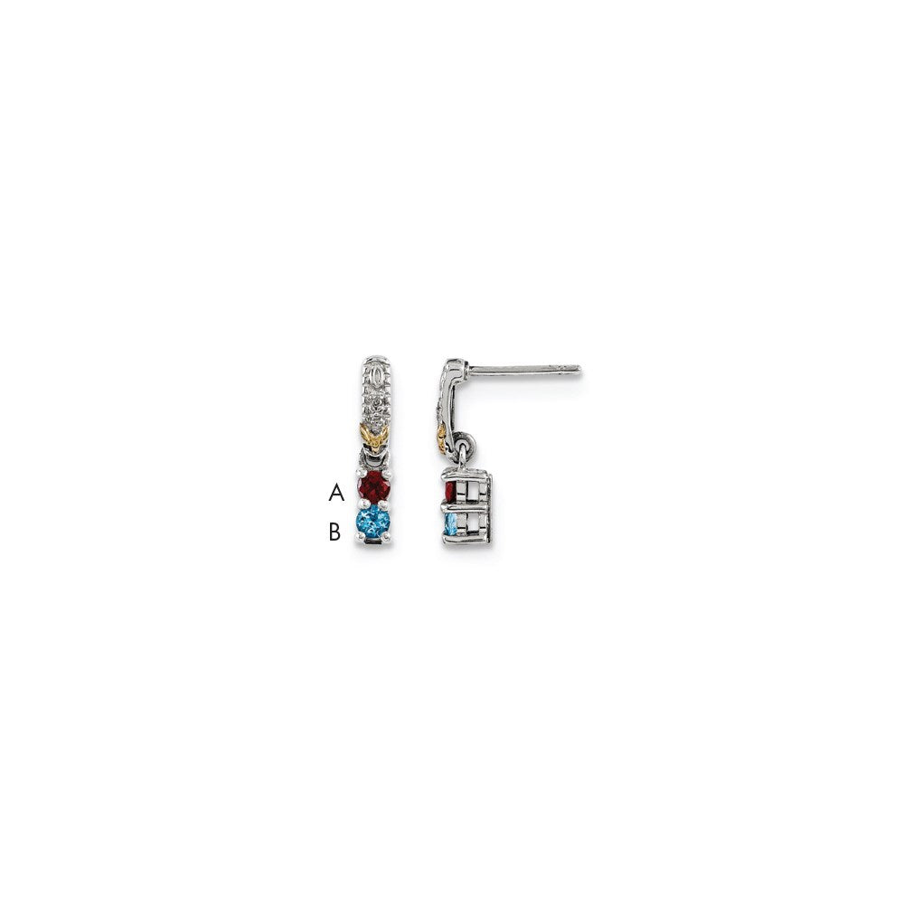 Sterling Silver u0026 14k Two-stone and Diamond Mother's Earring