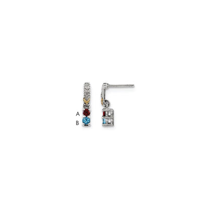 Sterling Silver u0026 14k Two-stone and Diamond Mother's Earring