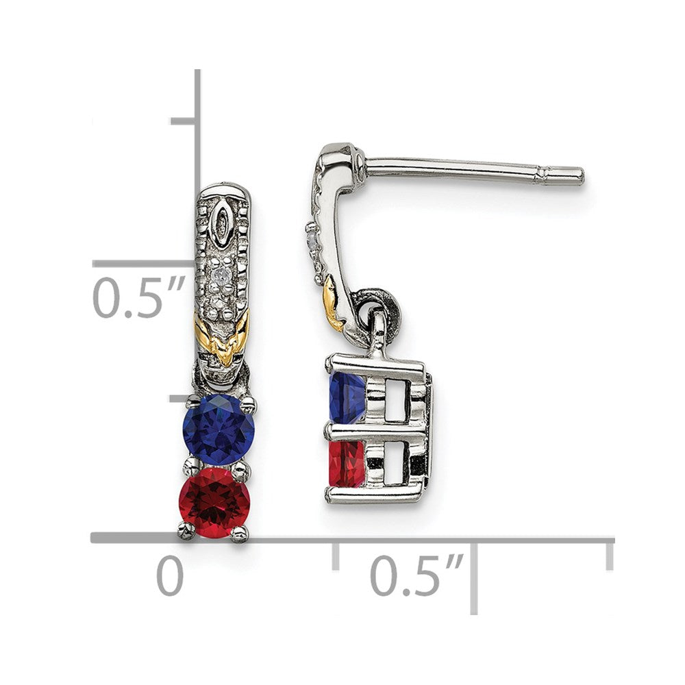 Sterling Silver u0026 14k Two-stone and Diamond Mother's Earring