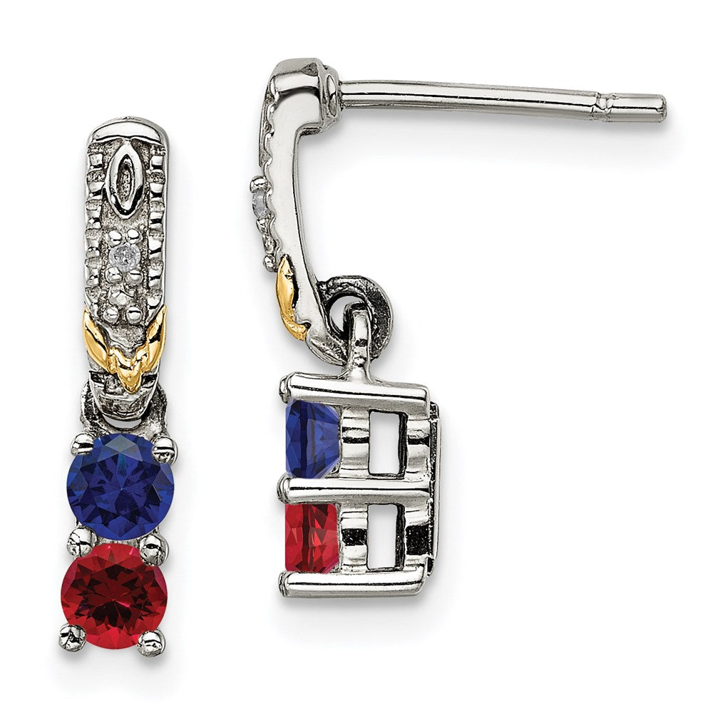 Sterling Silver u0026 14k Two-stone and Diamond Mother's Earring