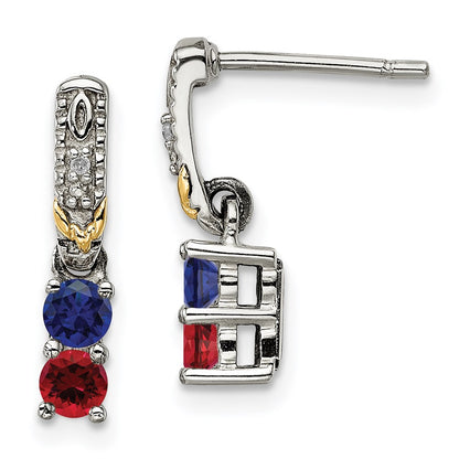 Sterling Silver u0026 14k Two-stone and Diamond Mother's Earring