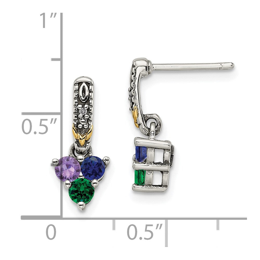 Sterling Silver u0026 14k Three-stone and Diamond Mother's Earring