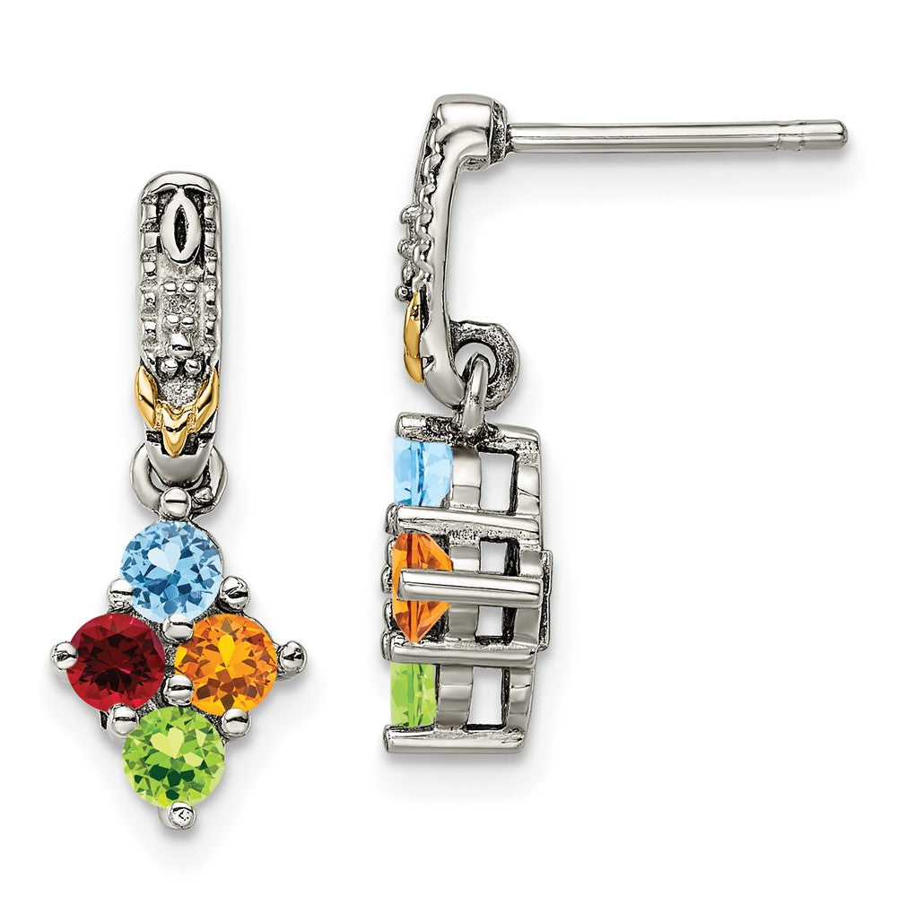 Sterling Silver u0026 14k Four-stone and Diamond Mother's Earring