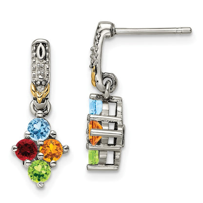 Sterling Silver u0026 14k Four-stone and Diamond Mother's Earring