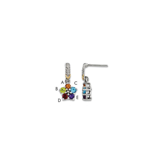 Sterling Silver u0026 14k Five-stone and Diamond Mother's Earring