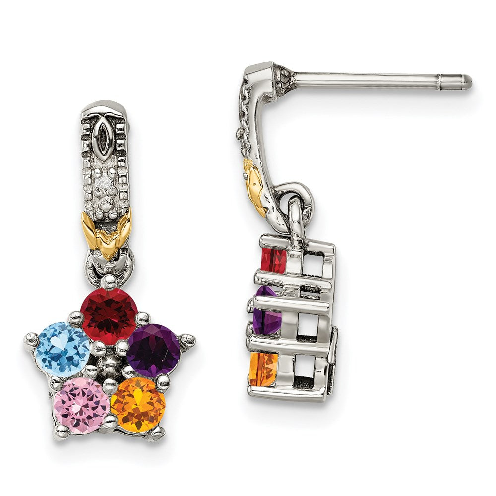 Sterling Silver u0026 14k Five-stone and Diamond Mother's Earring