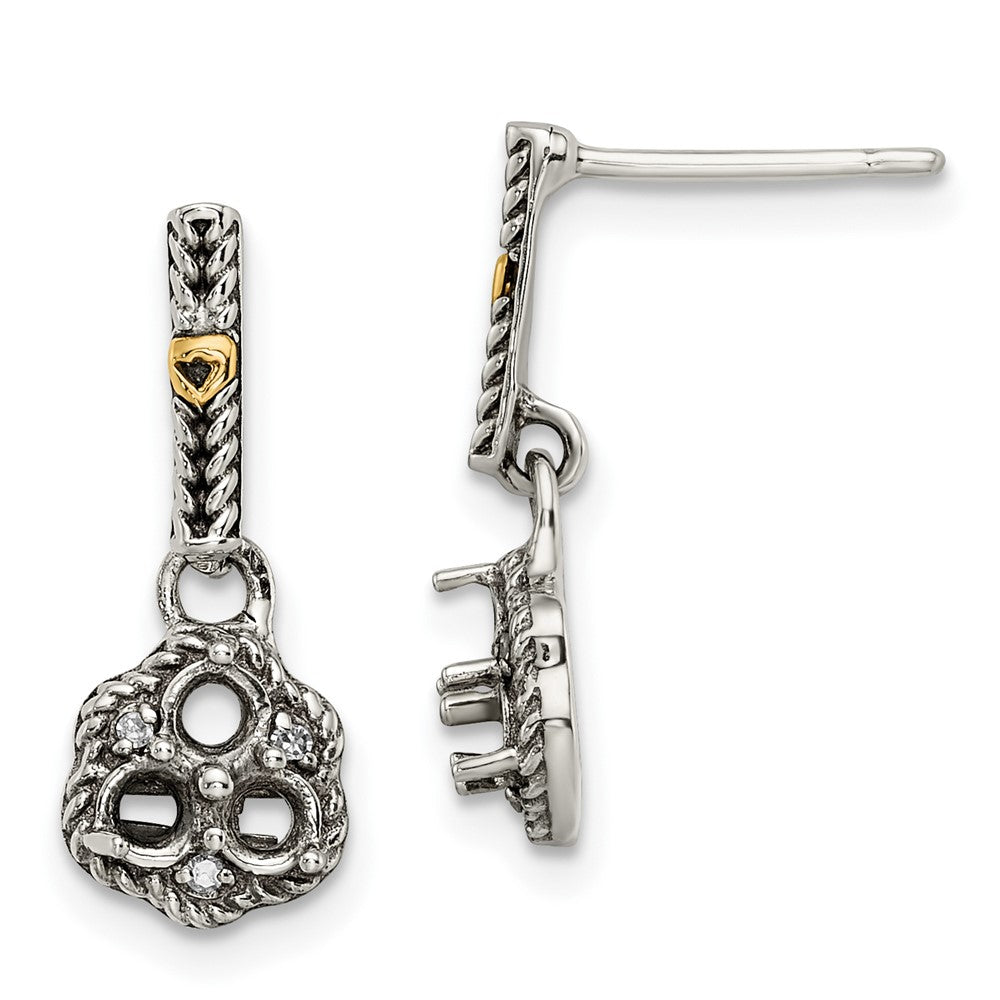 Sterling Silver u0026 14k Three-stone and Diamond Mother's Earring