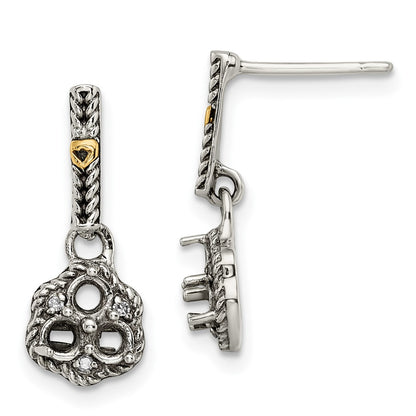 Sterling Silver u0026 14k Three-stone and Diamond Mother's Earring