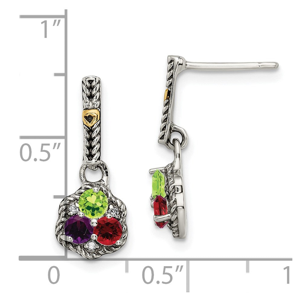 Sterling Silver u0026 14k Three-stone and Diamond Mother's Earring