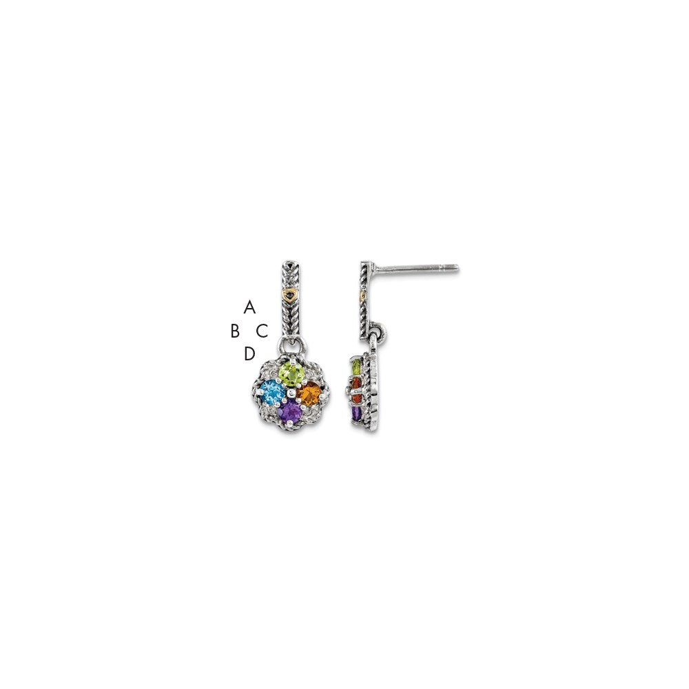 Sterling Silver u0026 14k Four-stone and Diamond Mother's Earring