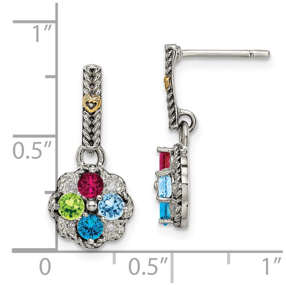 Sterling Silver u0026 14k Four-stone and Diamond Mother's Earring