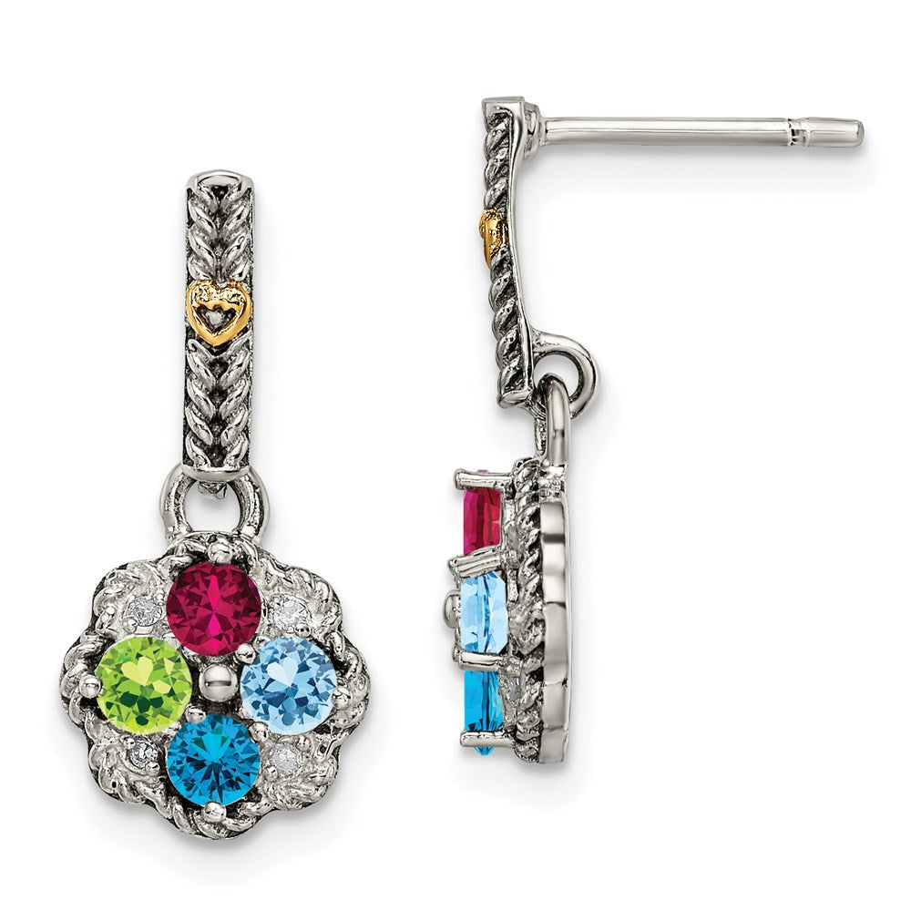 Sterling Silver u0026 14k Four-stone and Diamond Mother's Earring