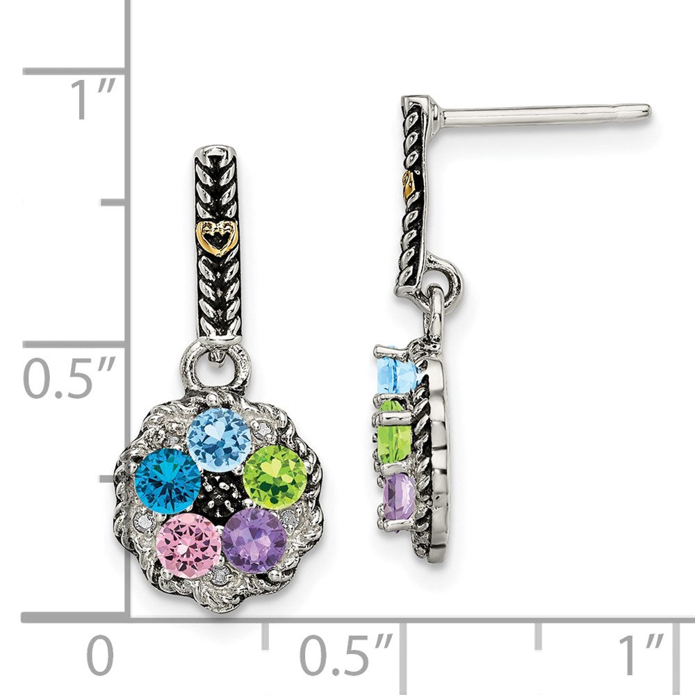 Sterling Silver u0026 14k Five-stone and Diamond Mother's Earring