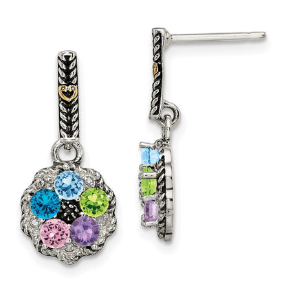 Sterling Silver u0026 14k Five-stone and Diamond Mother's Earring