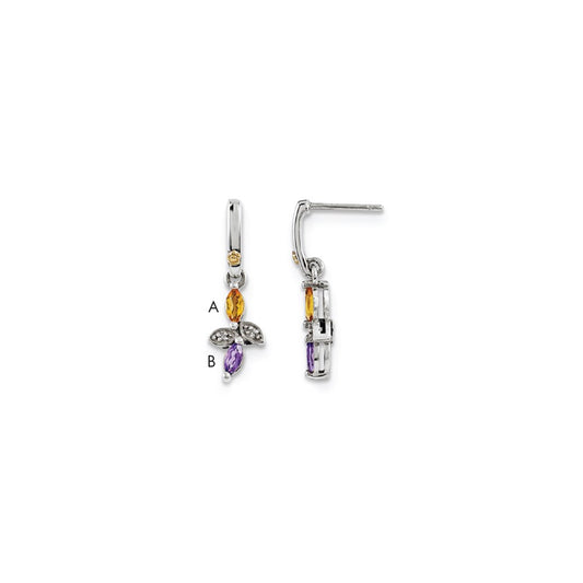 Sterling Silver u0026 14k Two-stone and Diamond Mother's Earring