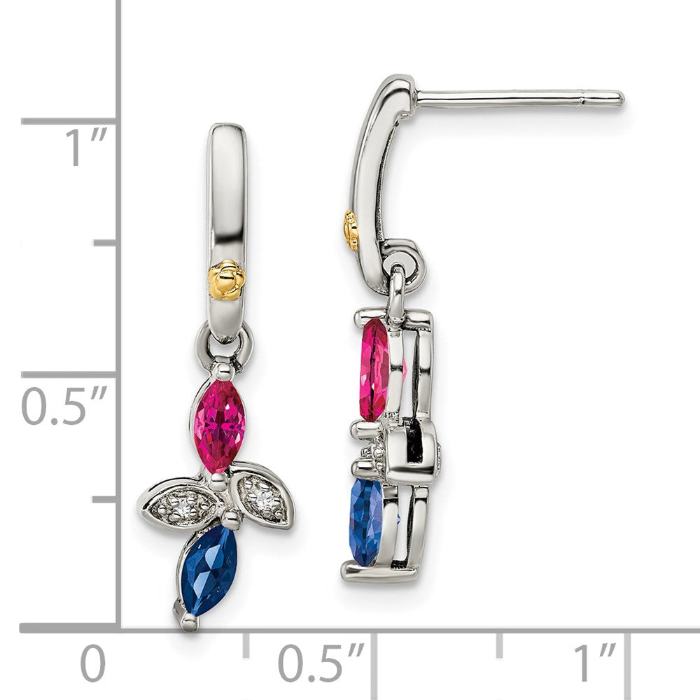 Sterling Silver u0026 14k Two-stone and Diamond Mother's Earring
