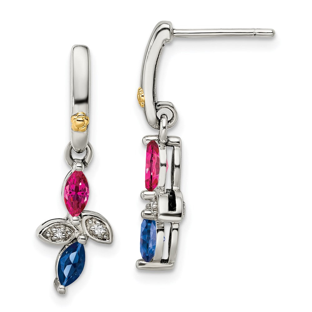 Sterling Silver u0026 14k Two-stone and Diamond Mother's Earring