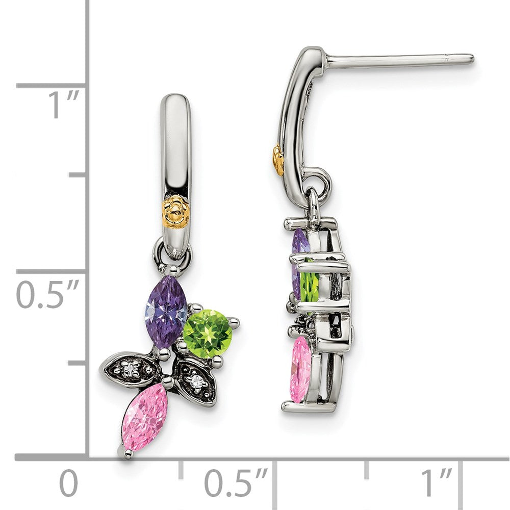 Sterling Silver u0026 14k Three-stone and Diamond Mother's Earring