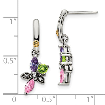 Sterling Silver u0026 14k Three-stone and Diamond Mother's Earring