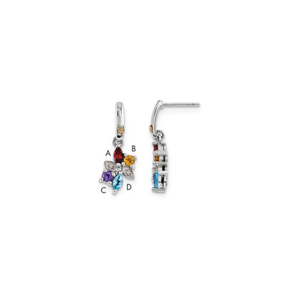 Sterling Silver u0026 14k Four-stone and Diamond Mother's Earring