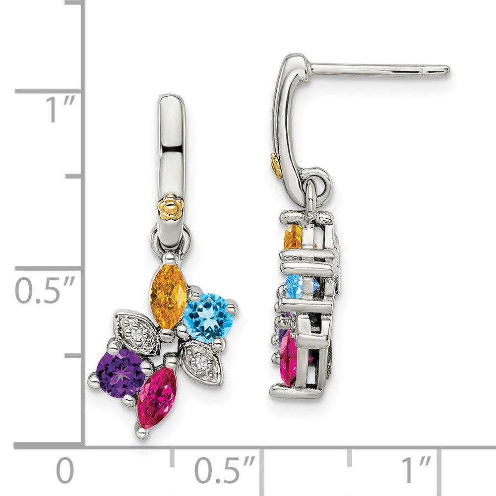 Sterling Silver u0026 14k Four-stone and Diamond Mother's Earring