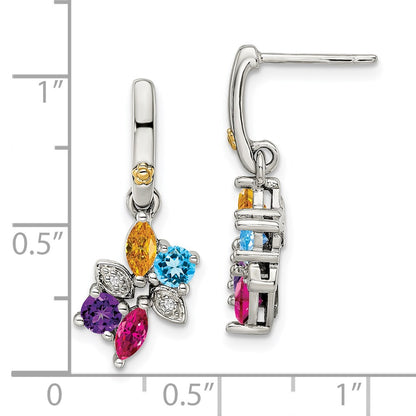 Sterling Silver u0026 14k Four-stone and Diamond Mother's Earring