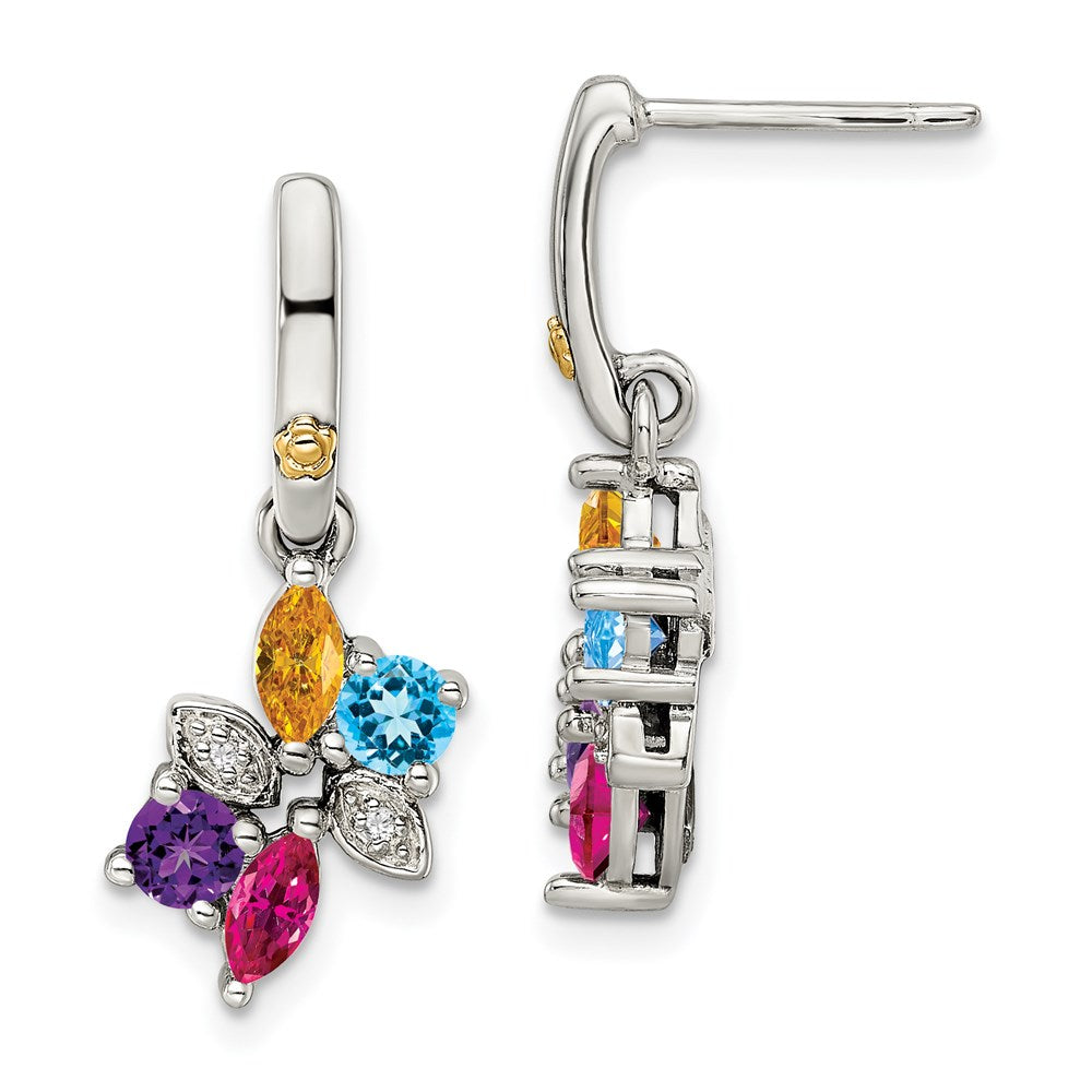 Sterling Silver u0026 14k Four-stone and Diamond Mother's Earring