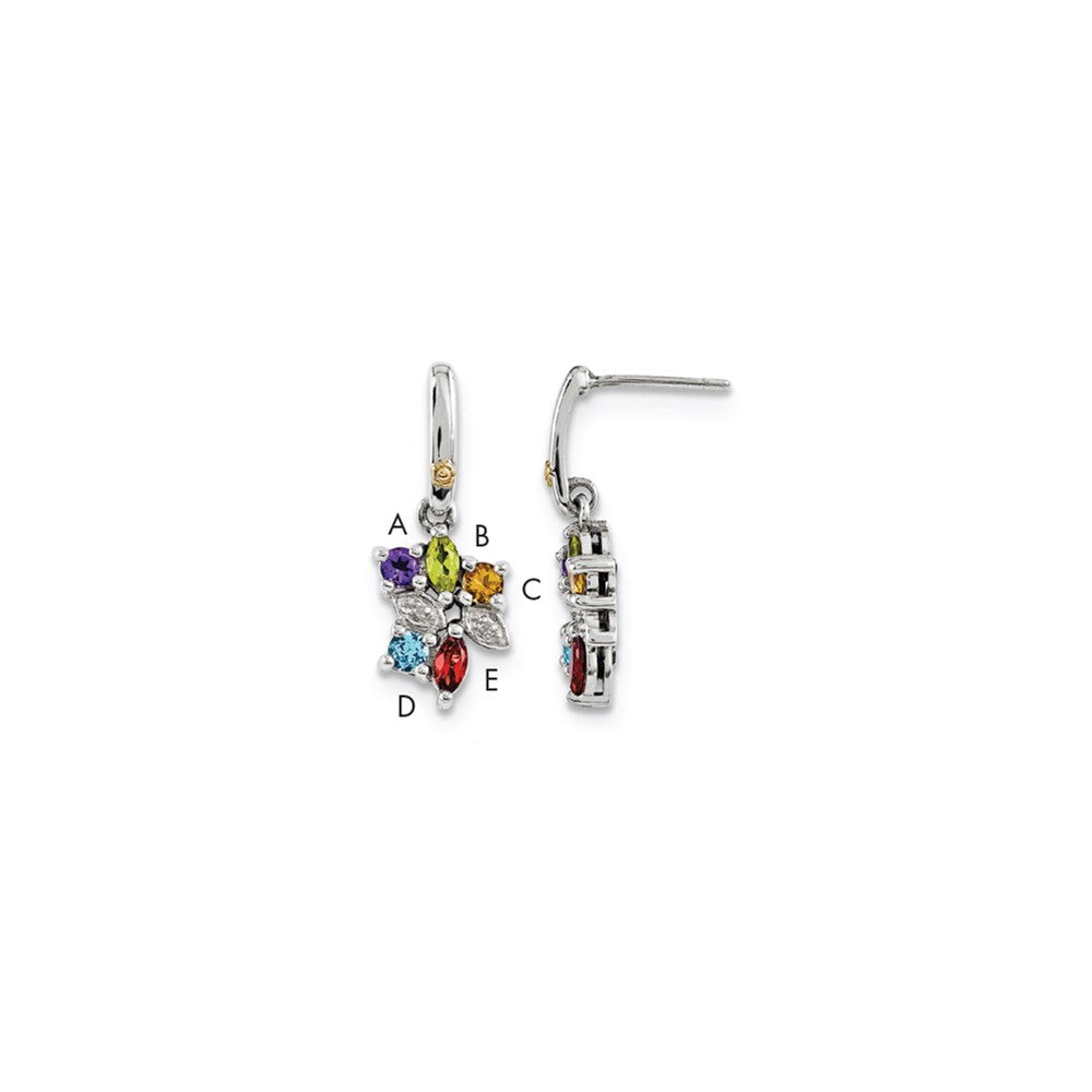 Sterling Silver u0026 14k Five-stone and Diamond Mother's Earring