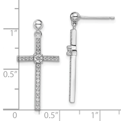 Brilliant Embers Sterling Silver Rhodium-plated 50 Stone Micro Pav?ÇÜ CZ Cross Dangle Earrings