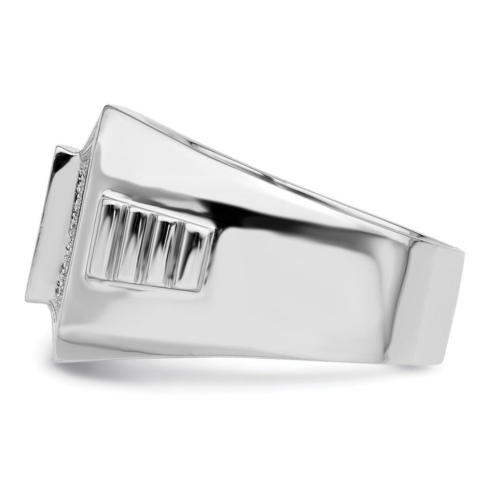 Brilliant Embers Sterling Silver Rhodium-plated 89 Stone Micro Pavé CZ Polished Men's Ring