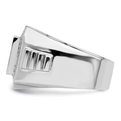Brilliant Embers Sterling Silver Rhodium-plated 89 Stone Micro Pavé CZ Polished Men's Ring