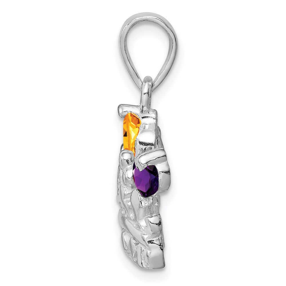 Sterling Silver Citrine u0026 Amethyst Polished Crown Pendant