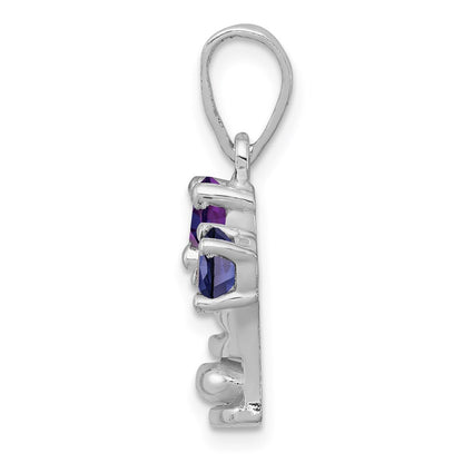 Sterling Silver Amethyst u0026 Iolite Polished Crown Pendant