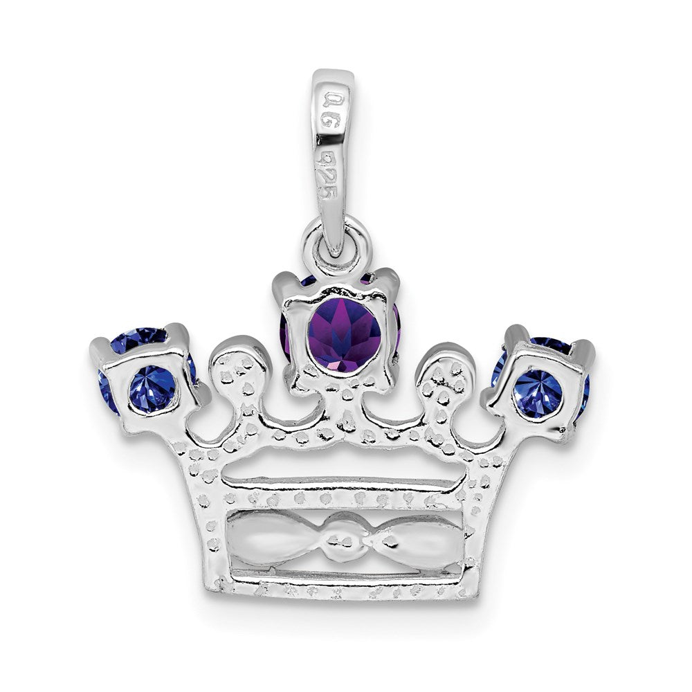 Sterling Silver Amethyst u0026 Iolite Polished Crown Pendant