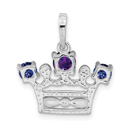 Sterling Silver Amethyst u0026 Iolite Polished Crown Pendant