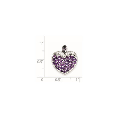 Sterling Silver Amethyst u0026 Diamond Heart Pendant