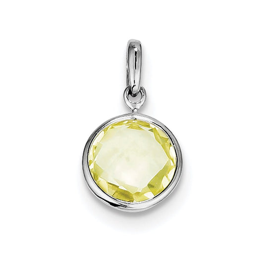 Sterling Silver Rhodium-plated Lemon Quartz Pendant