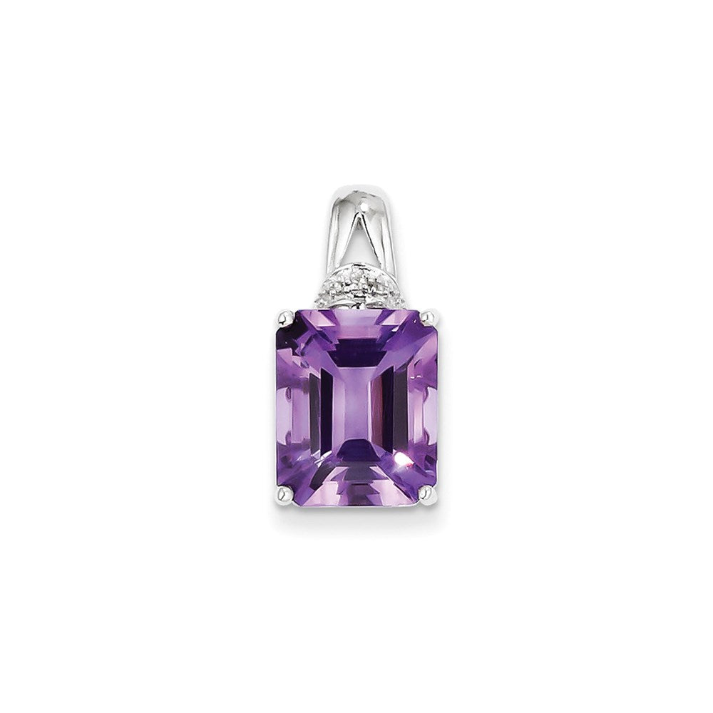 Sterling Silver Amethyst and Diamond Pendant