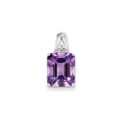 Sterling Silver Amethyst and Diamond Pendant